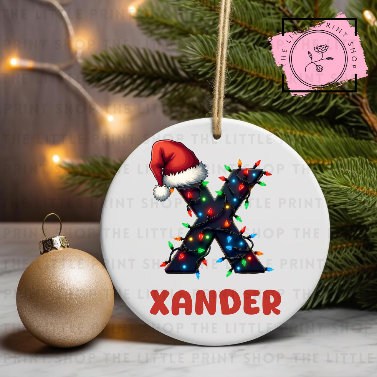 Christmas Initial - Pick from A - Z - UV DTF Bauble Decal