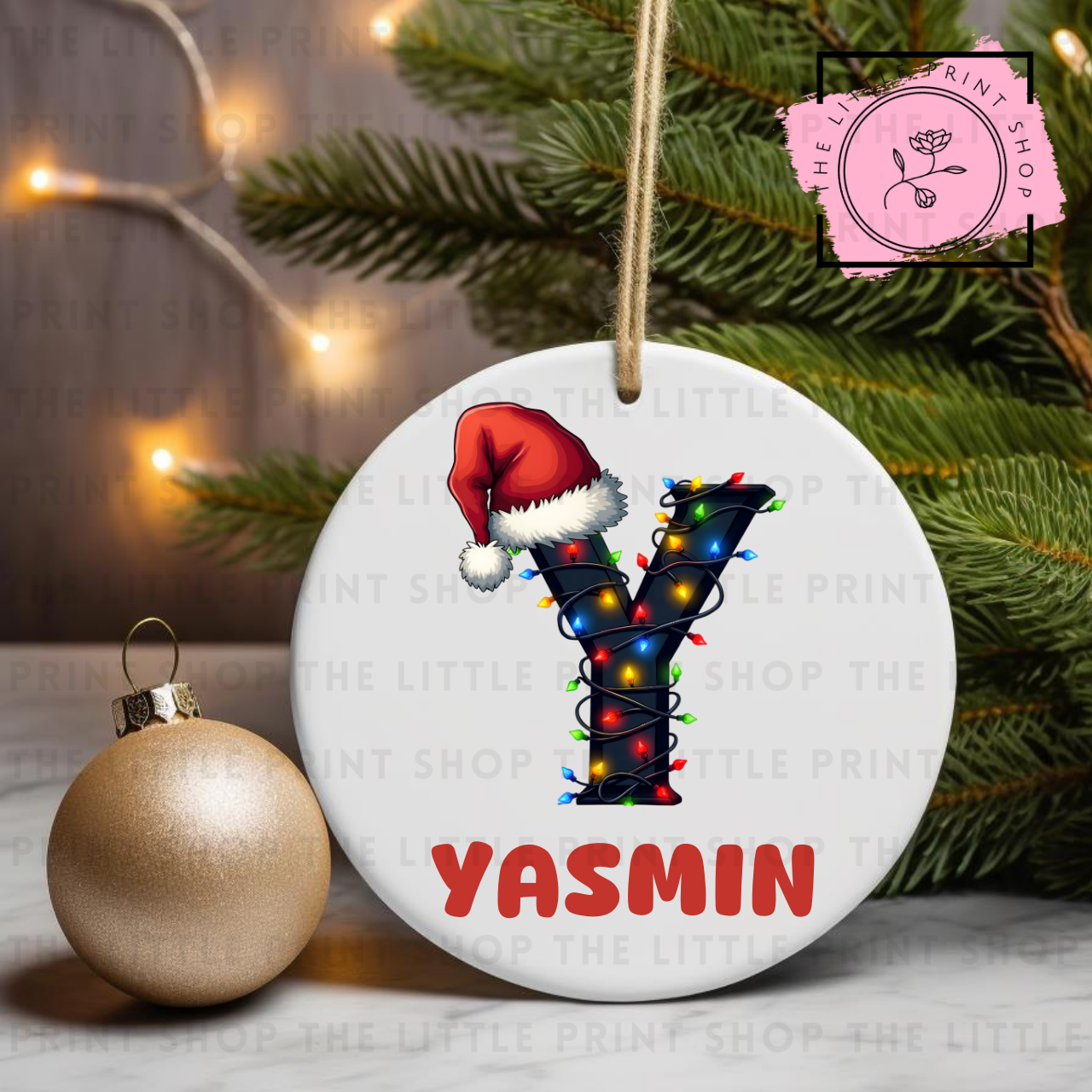 Christmas Initial - Pick from A - Z - UV DTF Bauble Decal