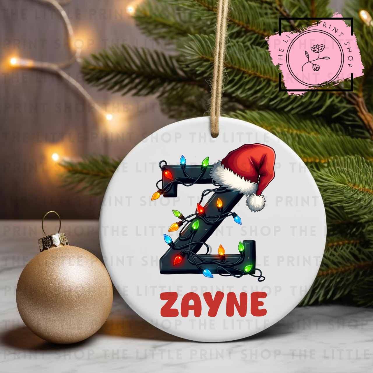 Christmas Initial - Pick from A - Z - UV DTF Bauble Decal