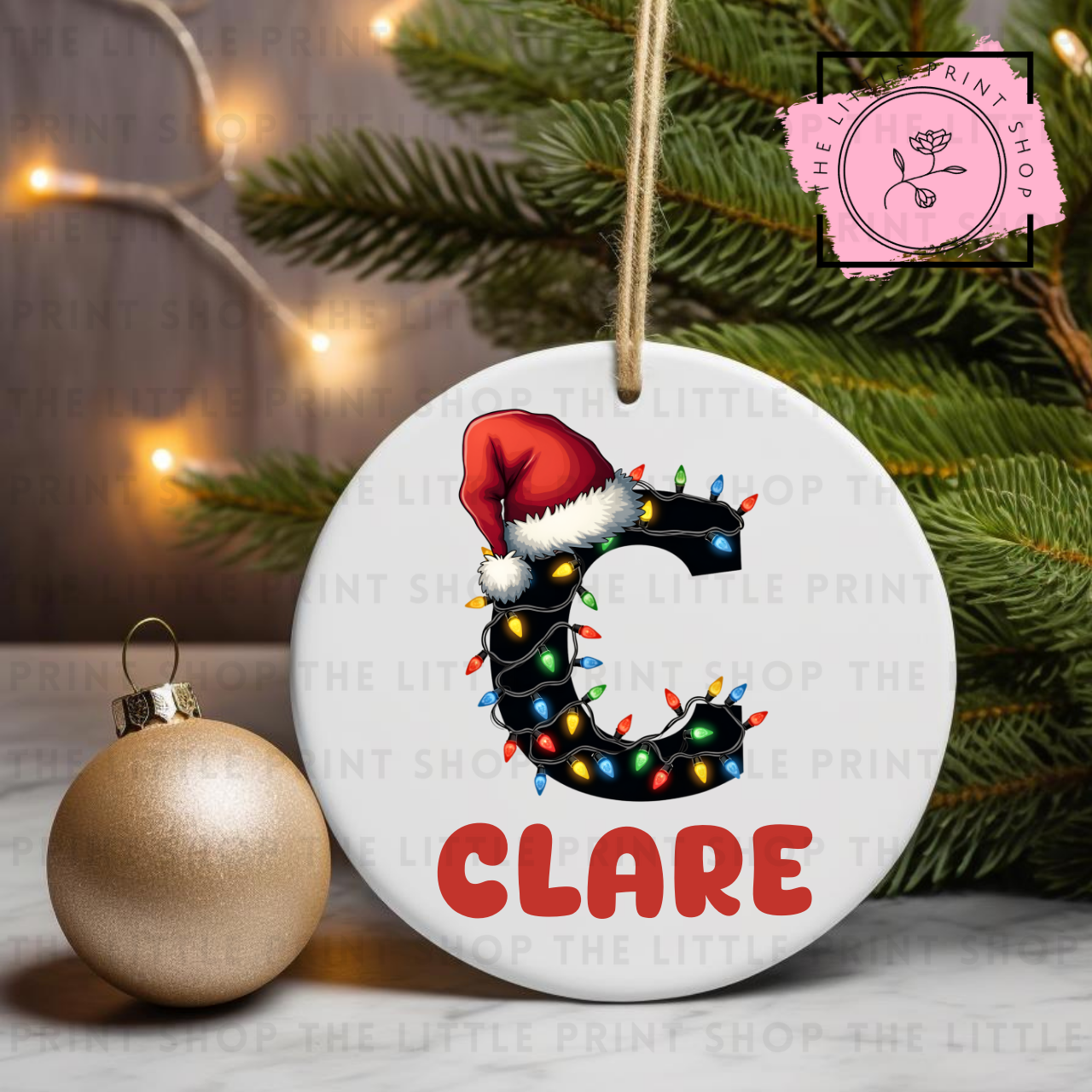 Christmas Initial - Pick from A - Z - UV DTF Bauble Decal