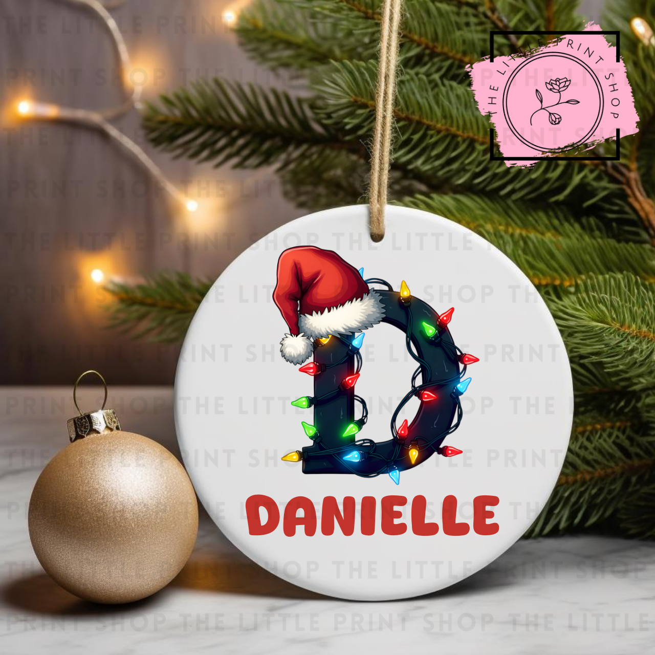 Christmas Initial - Pick from A - Z - UV DTF Bauble Decal
