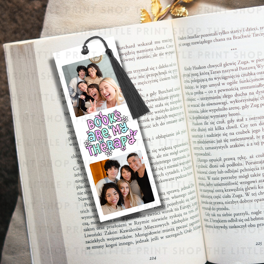 Books Are My Therapy Photo Collage - UV DTF 14cm x 5cm Bookmark Decal