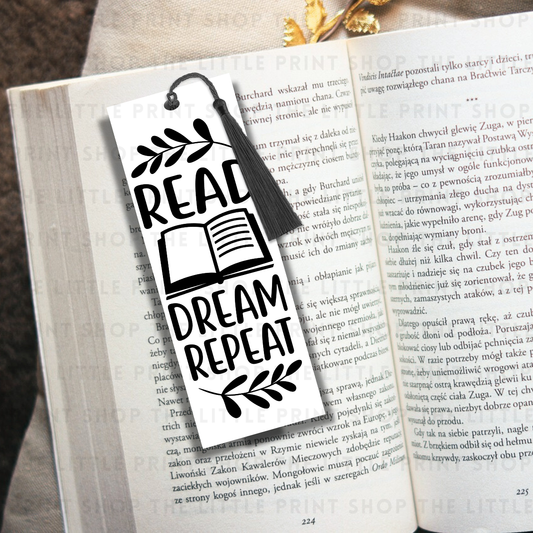 Read Dream Repeat - UV DTF 14cm x 5cm Bookmark Decal