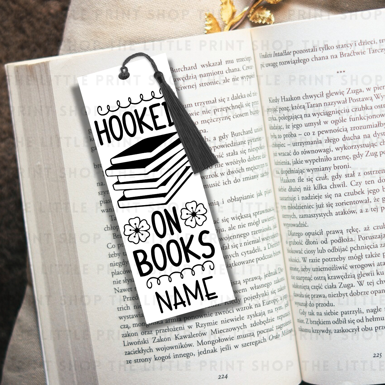 Hooked On Books - Custom Name - UV DTF 14cm x 5cm Bookmark Decal
