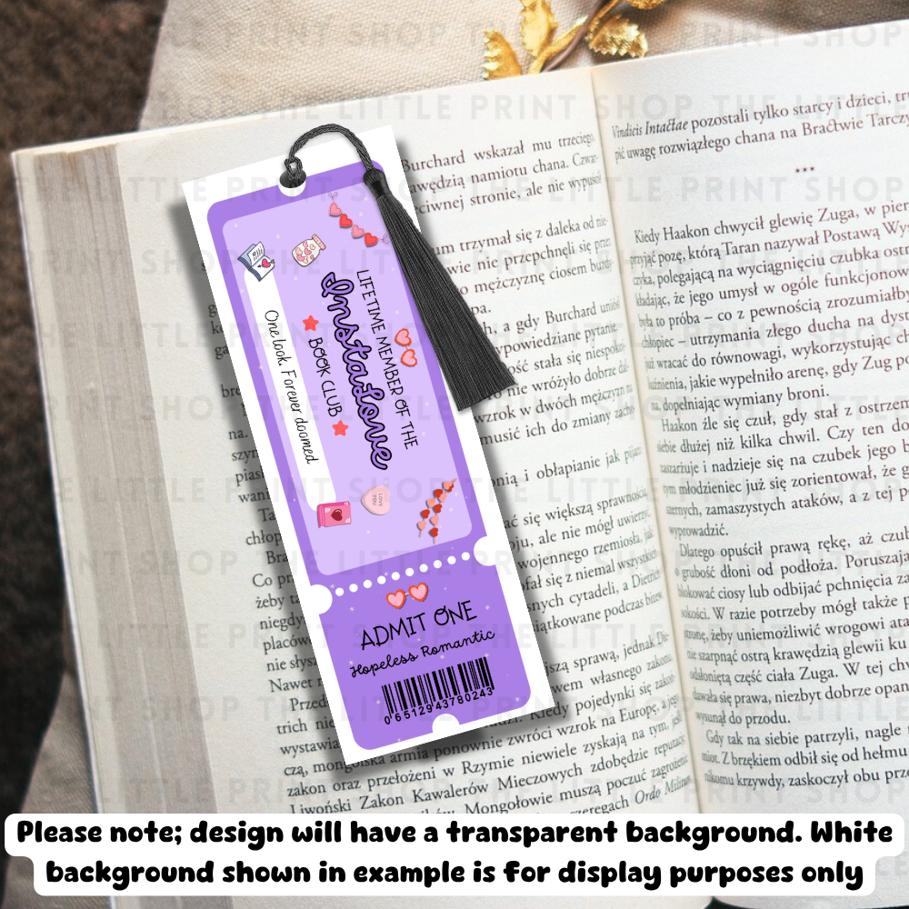 Instalove - UV DTF 14cm x 5cm Bookmark Decal