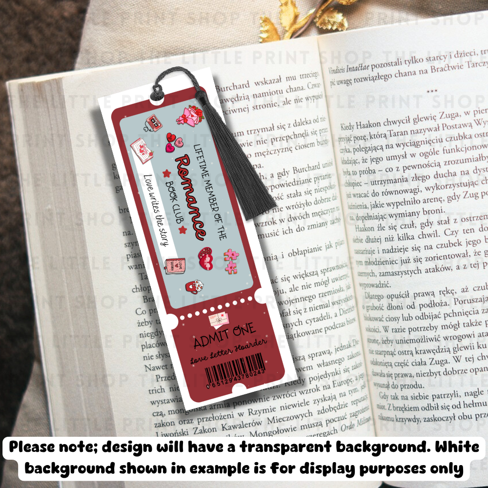 Romance - UV DTF 14cm x 5cm Bookmark Decal