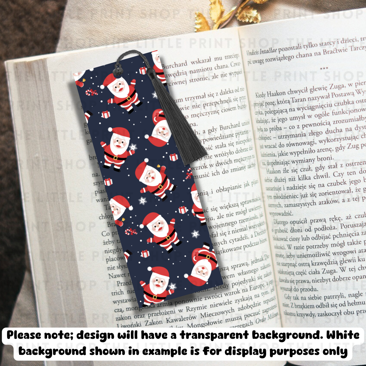 Santa - UV DTF 14cm x 5cm Bookmark Decal