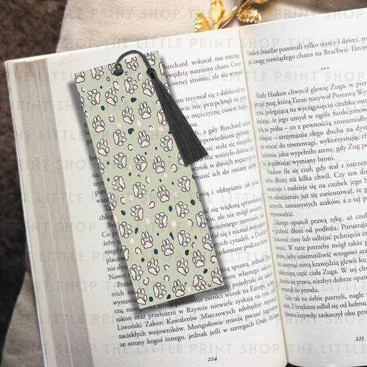 Paw Print - Green - UV DTF 14cm x 5cm Bookmark Decal