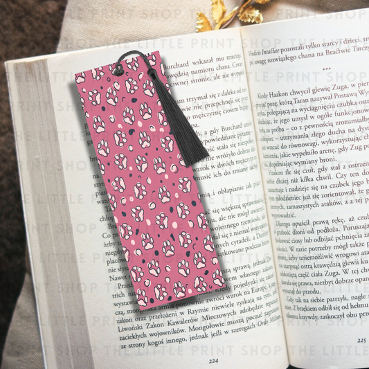 Paw Print - Pink - UV DTF 14cm x 5cm Bookmark Decal