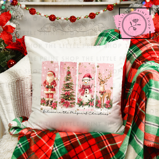 Pink Christmas Scene - DTF Cushion Transfer