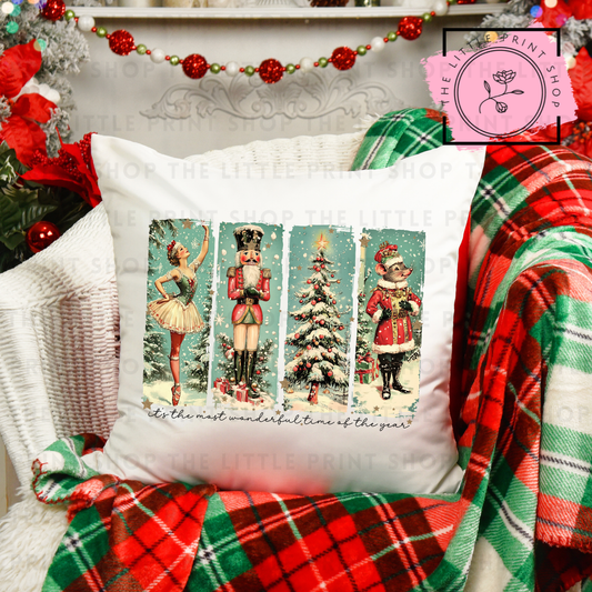 Green Christmas Scene - DTF Cushion Transfer