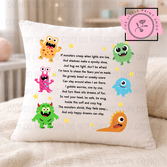 Monster Worry Poem - DTF Cushion Transfer