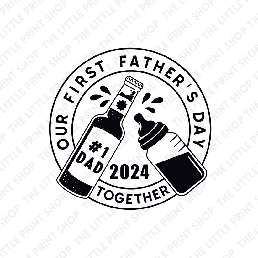 Our First Father's Day 2024 Black UV DTF 3 inch Decals Little