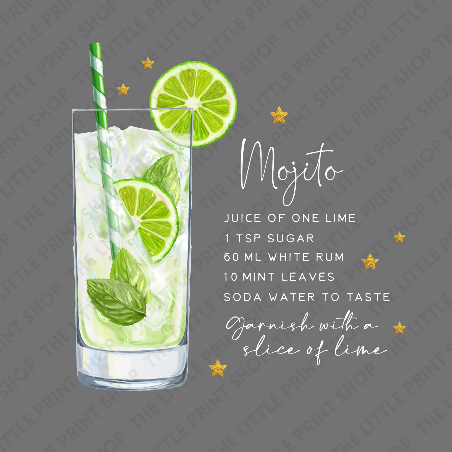 Mojito Recipe - Various Sizes - UV DTF Decal