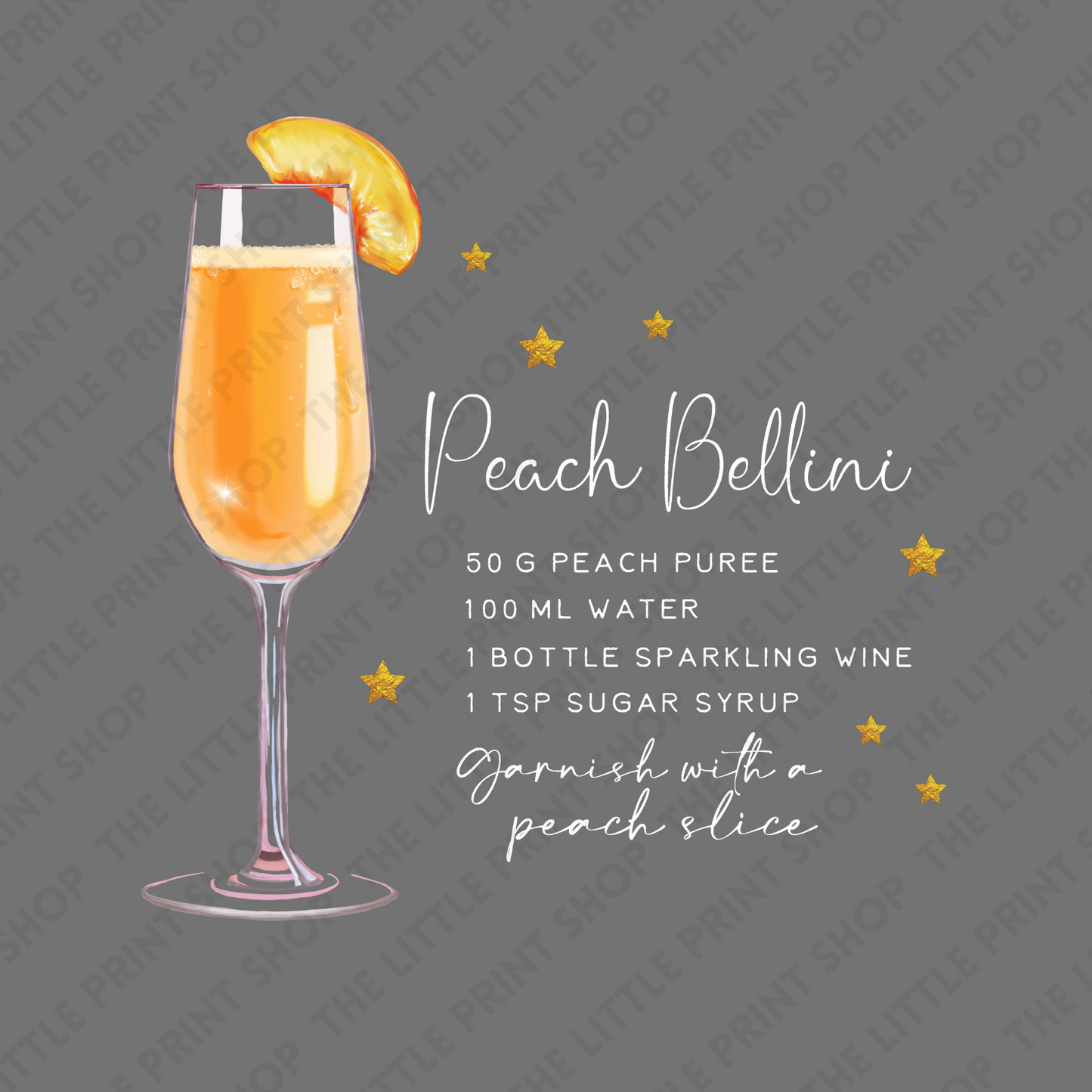 Peach Bellini Recipe - Various Sizes - UV DTF Decal
