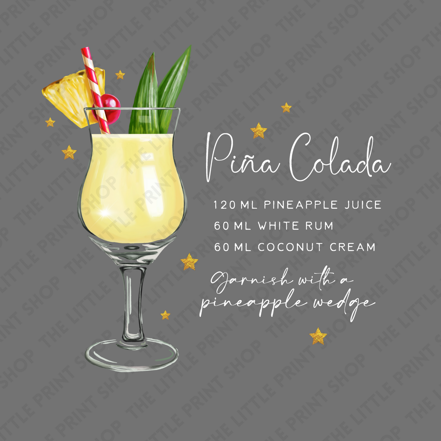 Pina Colada Recipe - Various Sizes - UV DTF Decal