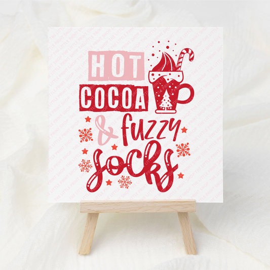 Hot Cocoa & Fuzzy Socks - UV DTF 3 inch Decal