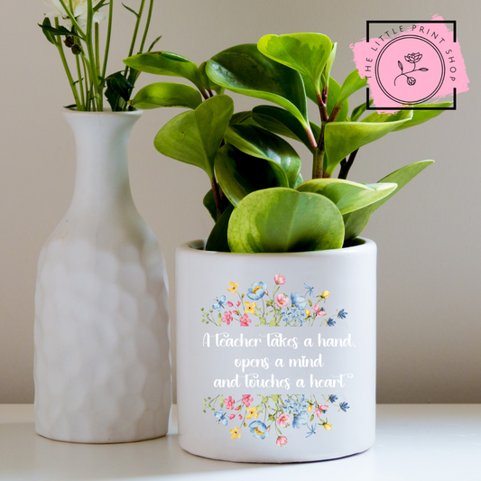 A Teacher Takes A Hand - White - UV DTF 4 inch Decals