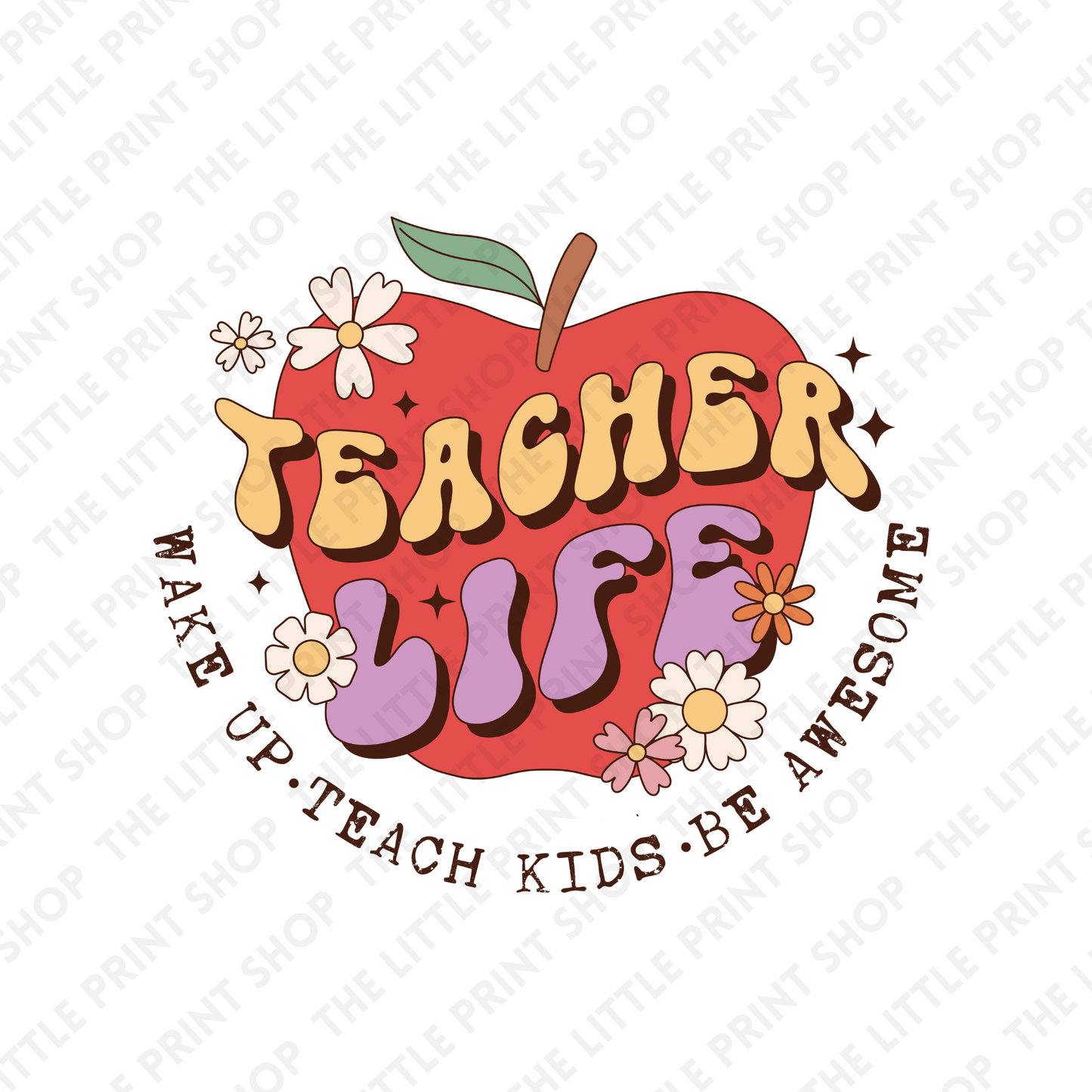 Teacher Life Apple - UV DTF 3 inch Decals