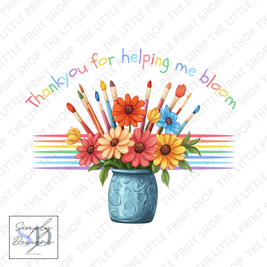 Teacher Bloom Vase - UV DTF 3 inch Decals