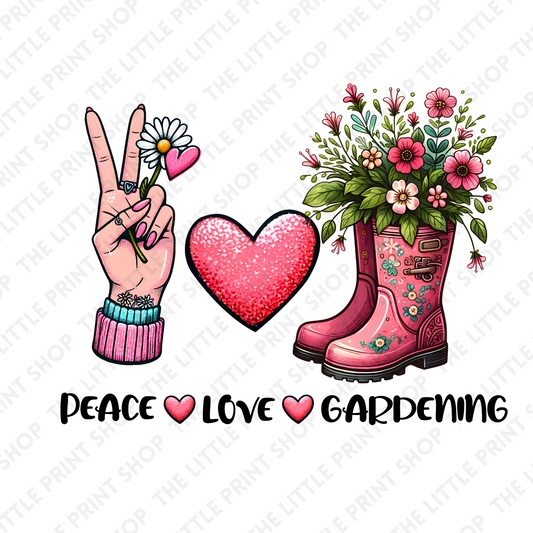 Peace Love Gardening - UV DTF 3 inch Decals