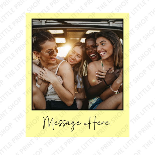 Yellow Polaroid - Plain or Add Message - UV DTF 3 inch Decals