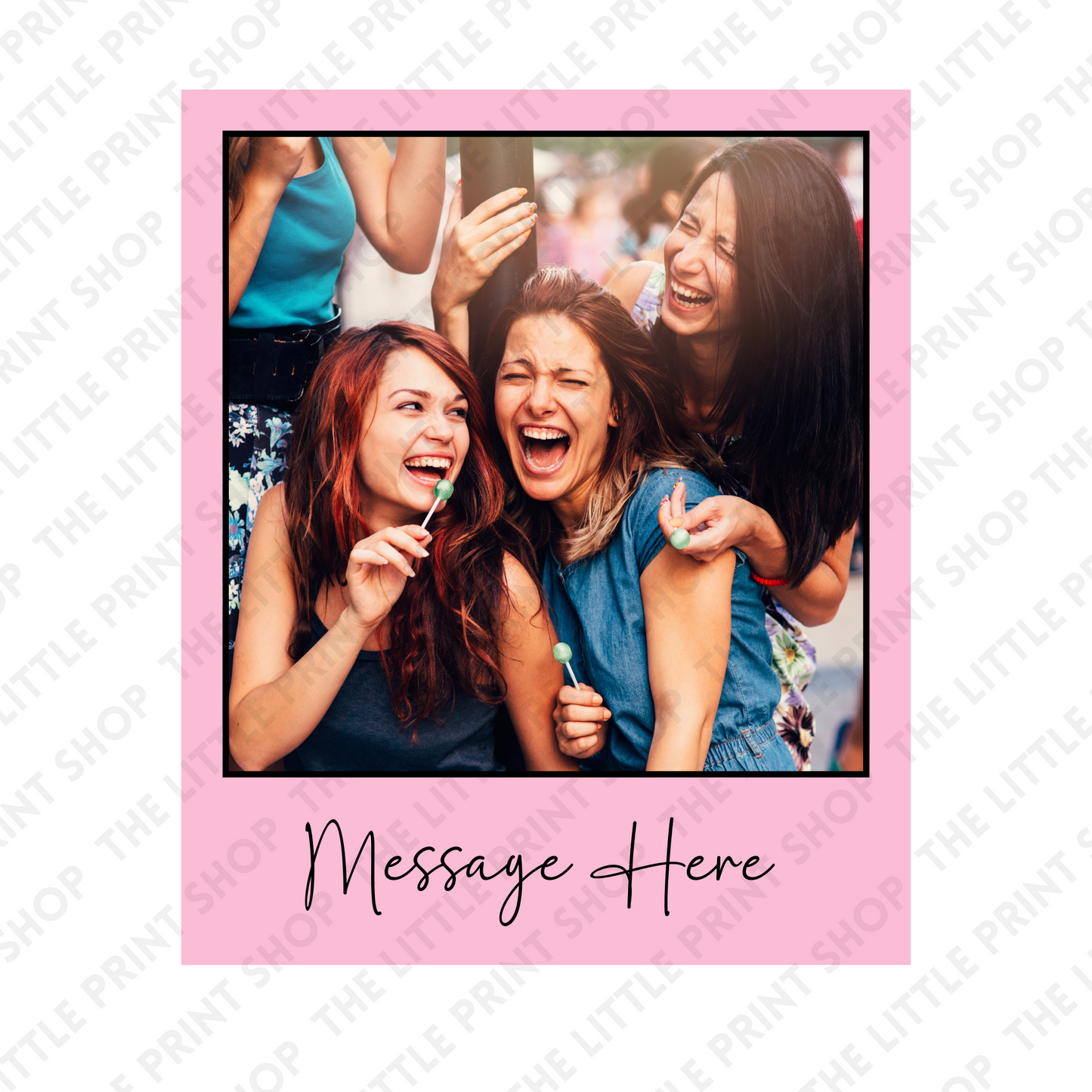 Pink Polaroid - Plain or Add Message - UV DTF 3 inch Decals