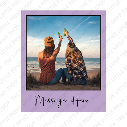 Purple Polaroid - Plain or Add Message - UV DTF 3 inch Decals