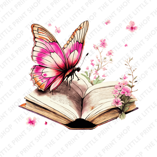 Butterfly & Book - UV DTF 3 inch Decals