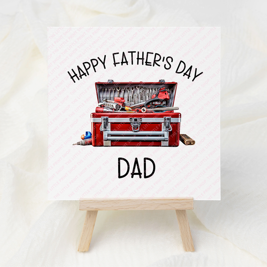 Father's Day Red Tool Box - Dad - UV DTF 3 inch Decals