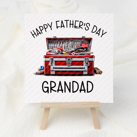 Father's Day Red Tool Box - Grandad - UV DTF 3 inch Decals