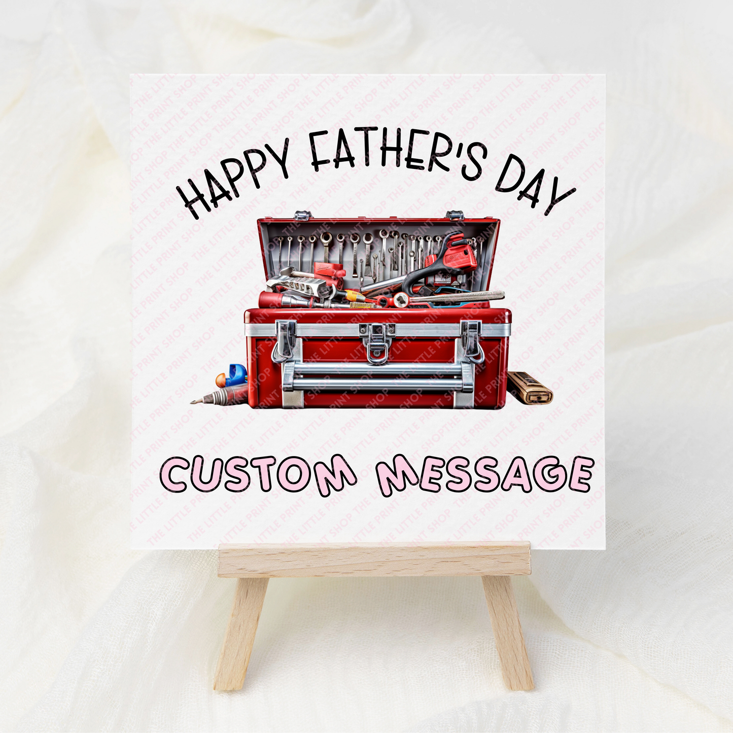 Father's Day Red Tool Box - Custom Message - UV DTF 3 inch Decals
