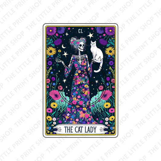 The Cat Lady Tarot Card - UV DTF 3 inch Decals