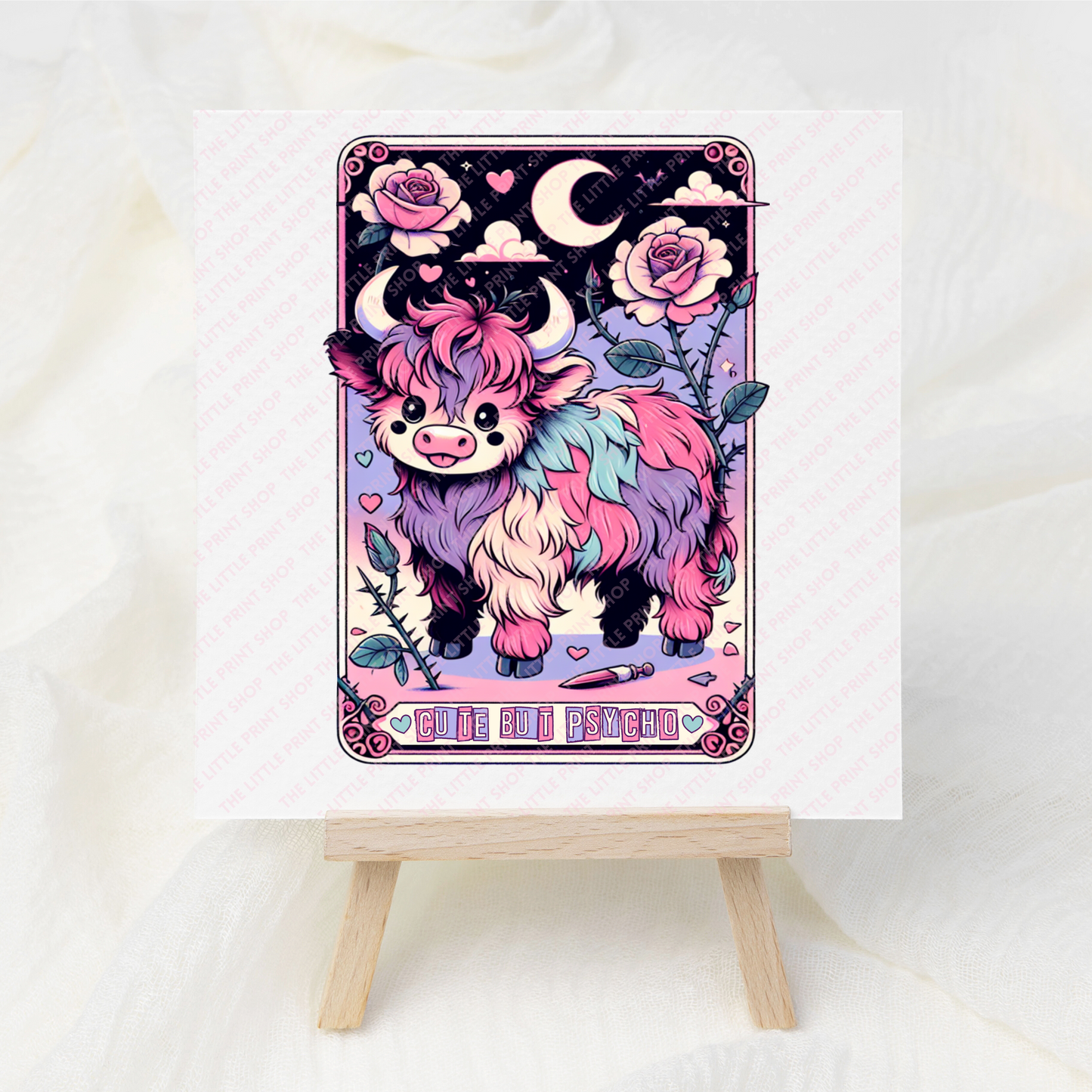 Highland Cow Tarot Card - UV DTF 3 inch Decals