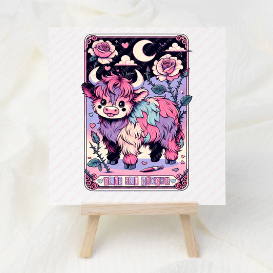 Highland Cow Tarot Card - UV DTF 3 inch Decals
