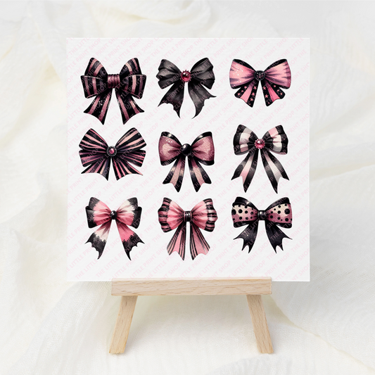 Black & Pink Bows - UV DTF 3 inch Decal