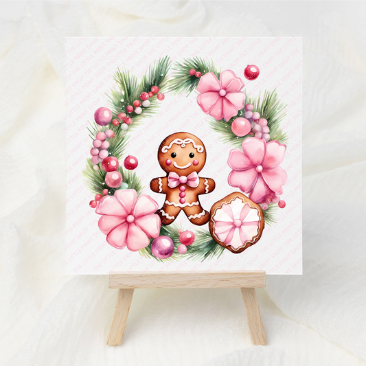 Gingerbread Wreath - UV DTF 3 inch Decal