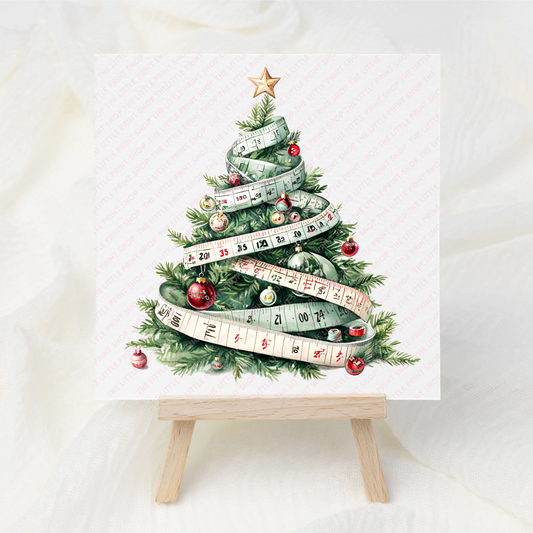 Christmas Tree Tape Measure - UV DTF 3 inch Decal