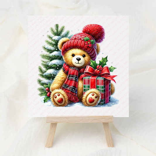 Holiday Bear #2 - UV DTF 3 inch Decal