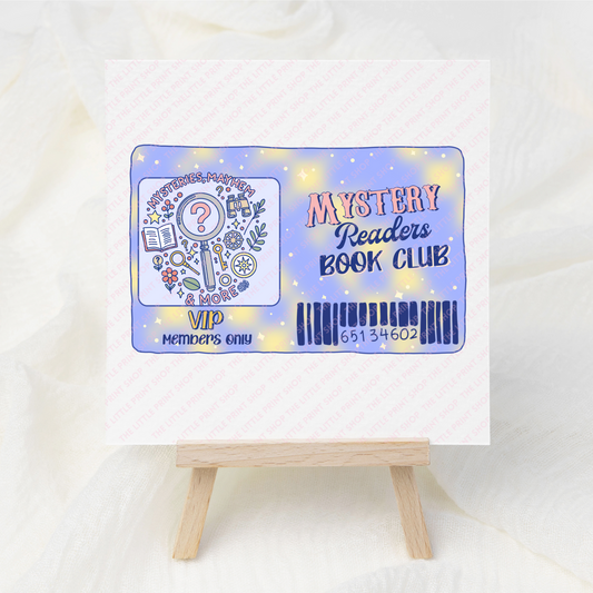 Mystery Book Club Card - UV DTF 3 inch Decals