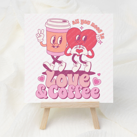 Love & Coffee - UV DTF 3 inch Decals