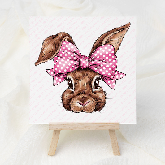 Pink Bow Bunny - UV DTF 3 inch Decals
