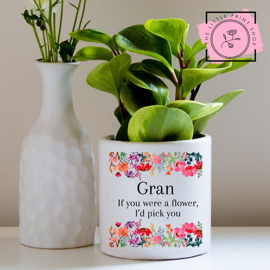 If You Were A Flower.. Floral Vase Decal - Gran - UV DTF 4 inch Decals