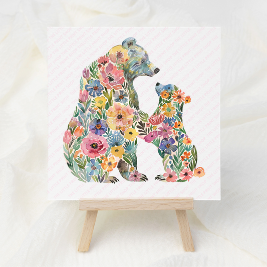 Floral Bears - UV DTF 3 inch Decals