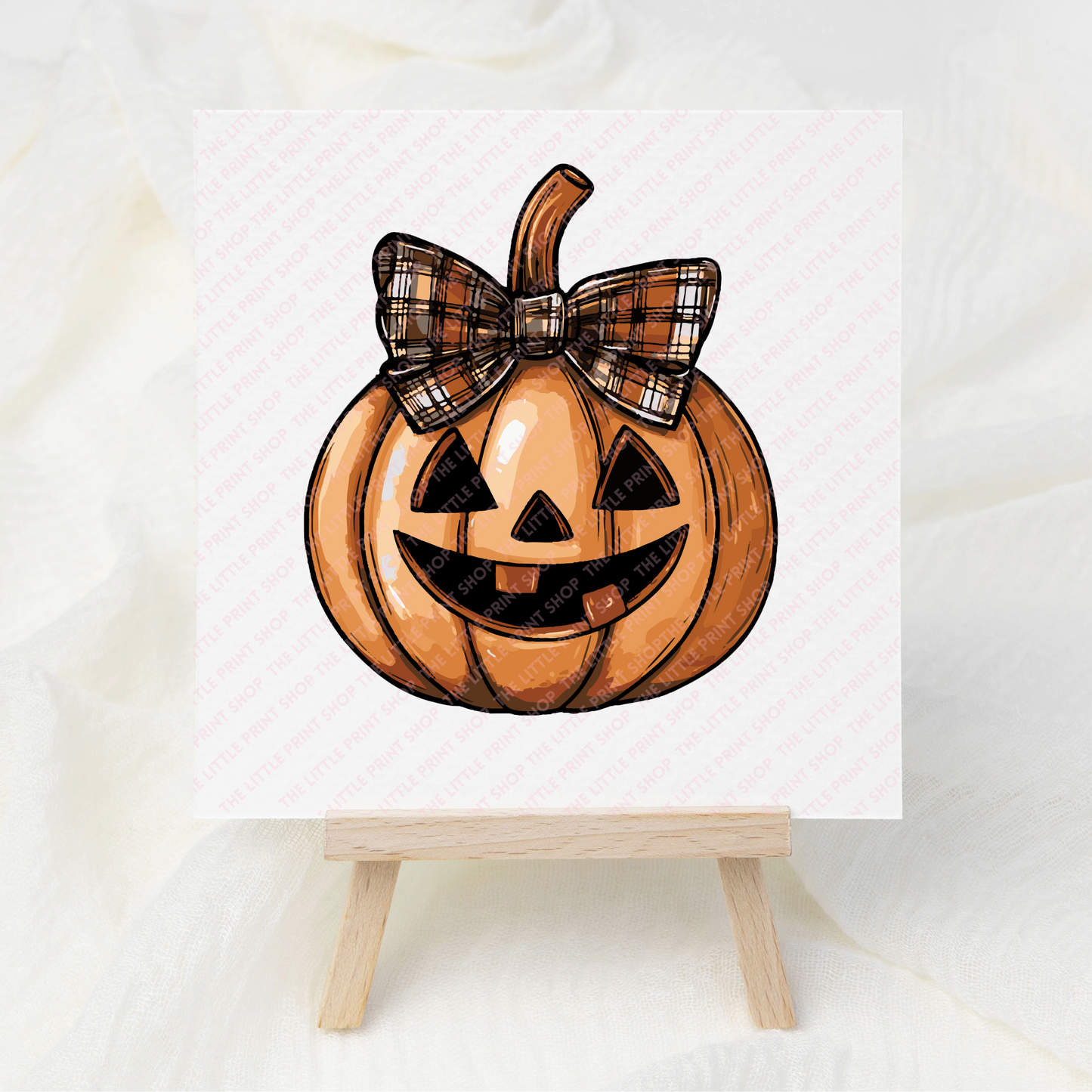 Checked Bow Pumpkin - UV DTF 3 inch Decals