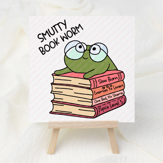 Smutty Book Worm - UV DTF 3 inch Decals