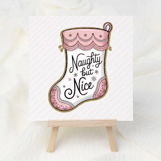 Naughty But Nice Stocking - UV DTF 3 inch Decal