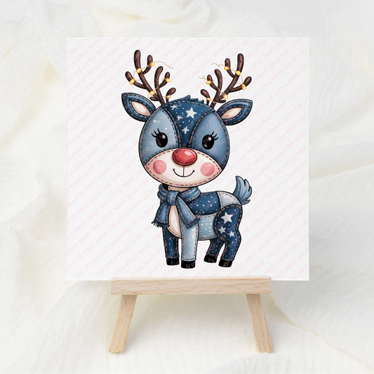 Patchwork Reindeer - UV DTF 3 inch Decal