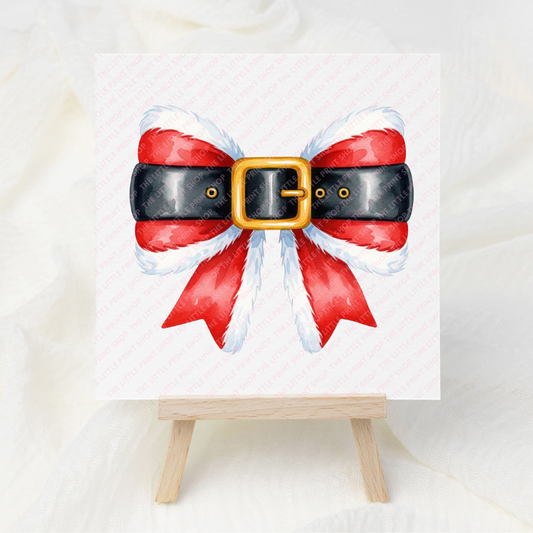 Santa Bow - UV DTF 3 inch Decal