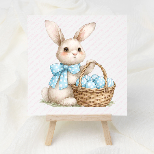 Blue Bow Bunny - UV DTF Decal